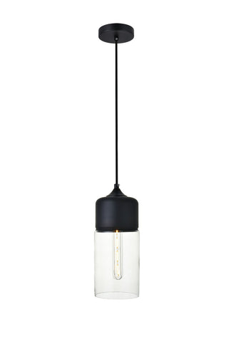 Elegant Lighting - LD2240BK - One Light Pendant - ASHWELL - Black and Clear