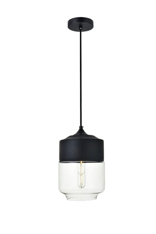 Elegant Lighting - LD2241BK - One Light Pendant - ASHWELL - Black and Clear