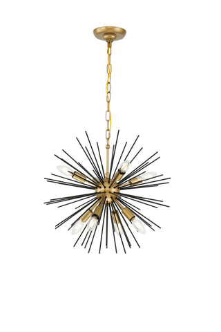 Elegant Lighting - LD5035D20BK - Eight Light Pendant - Timber - Brass and Black
