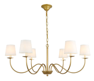 Elegant Lighting - LD6103D37BR - Six Light Chandelier - Eclipse - Brass and White shade