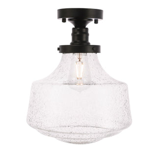 Elegant Lighting - LD6240BK - One Light Flush Mount - Lyle - Black and Clear seeded glass