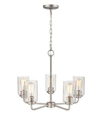 Millennium - 9605-SN - Five Light Chandelier - Moven - Satin Nickel
