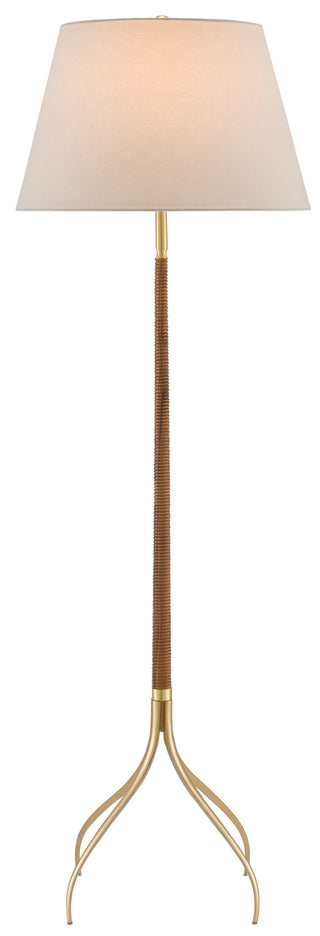 Currey and Company - 8000-0087 - One Light Floor Lamp - Circus - Natural/Brushed Brass