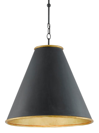 Currey and Company - 9000-0535 - One Light Pendant - Pierrepont - Antique Black/Contemporary Gold Leaf/Gold