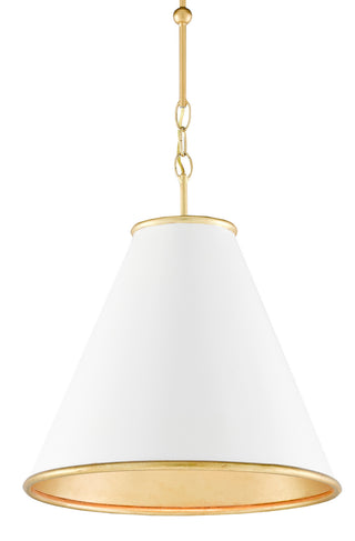 Currey and Company - 9000-0536 - One Light Pendant - Pierrepont - Painted Gesso White/Contemporary Gold Leaf/Gold