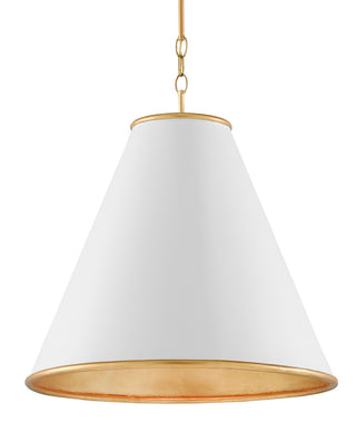 Currey and Company - 9000-0537 - One Light Pendant - Pierrepont - Painted Gesso White/Contemporary Gold Leaf/Gold