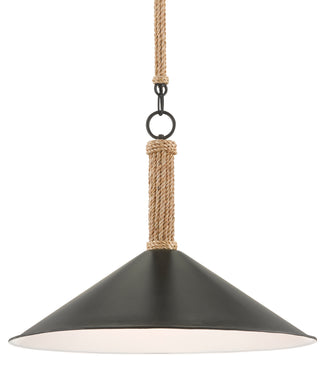 Currey and Company - 9000-0639 - One Light Pendant - Ocracoke - Blacksmith/Sugar White/Natural