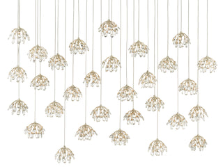 Currey and Company - 9000-0672 - 30 Light Pendant - Crystal Bud - Clear/Contemporary Silver Leaf/Silver