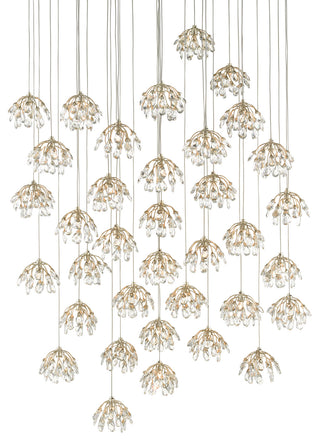 Currey and Company - 9000-0673 - 36 Light Pendant - Crystal Bud - Clear/Contemporary Silver Leaf/Silver
