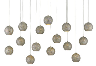 Currey and Company - 9000-0685 - 15 Light Pendant - Giro - Blue/Nickel/Silver