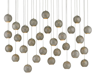 Currey and Company - 9000-0686 - 30 Light Pendant - Giro - Blue/Nickel/Silver