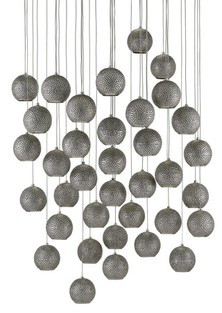 Currey and Company - 9000-0687 - 36 Light Pendant - Giro - Blue/Nickel/Silver