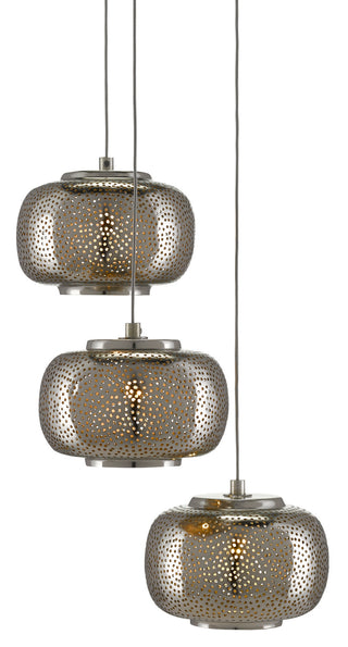 Currey and Company - 9000-0689 - Three Light Pendant - Pepper - Nickel/Silver