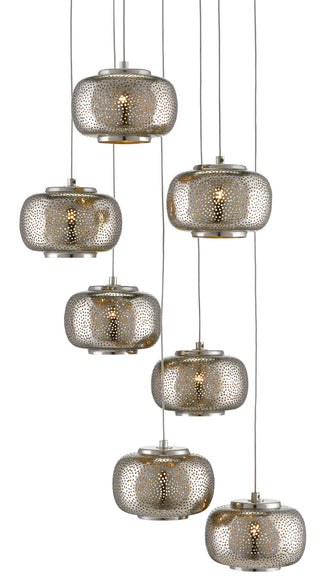 Currey and Company - 9000-0690 - Seven Light Pendant - Pepper - Nickel/Silver