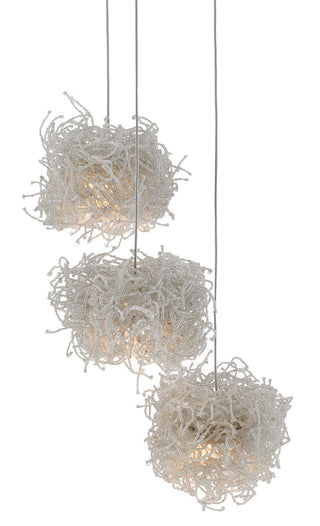 Currey and Company - 9000-0696 - Three Light Pendant - Birds Nest - Clear/Silver