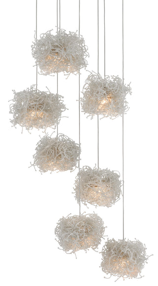 Currey and Company - 9000-0697 - Seven Light Pendant - Birds Nest - Clear/Silver