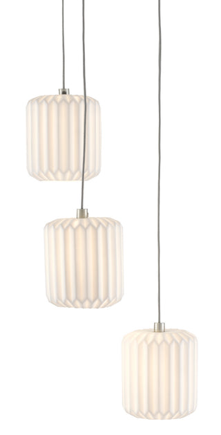 Currey and Company - 9000-0710 - Three Light Pendant - Dove - White/Silver