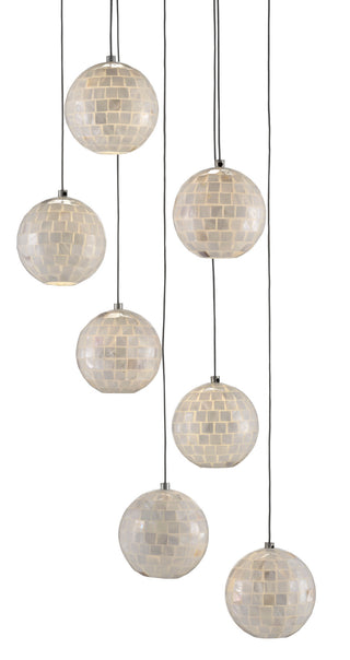 Currey and Company - 9000-0718 - Seven Light Pendant - Finhorn - Natural/Silver