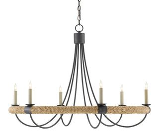 Currey and Company - 9000-0754 - Six Light Chandelier - Shipwright - Natural/French Black/Smokewood