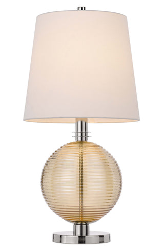 Salisbury One Light Table Lamp in Brushed Steel/Amber