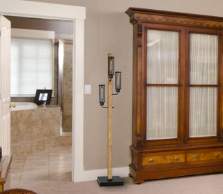 Lenox Three Light Floor Lamp in Light Oak