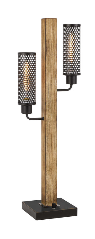 Lenox Two Light Table Lamp in Light Oak