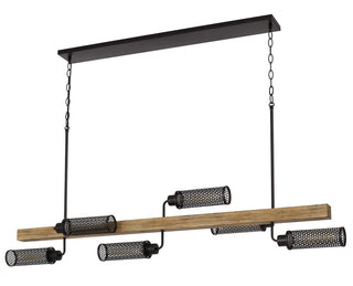 Lenox Six Light Island Chandelier in Light Oak