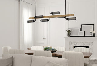 Lenox Six Light Island Chandelier in Light Oak