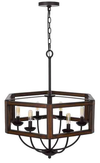 Renton Six Light Chandelier in Oak