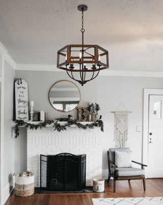 Renton Six Light Chandelier in Oak