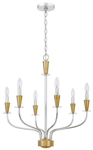 Weston Six Light Chandelier in Chrome/ Satin Brass