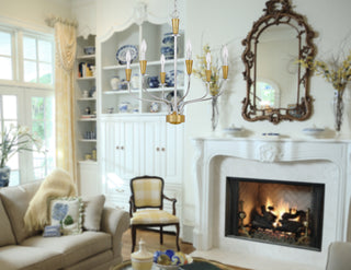 Weston Six Light Chandelier in Chrome/ Satin Brass