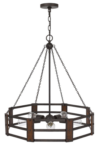Provo Five Light Chandelier in Oak/Iron
