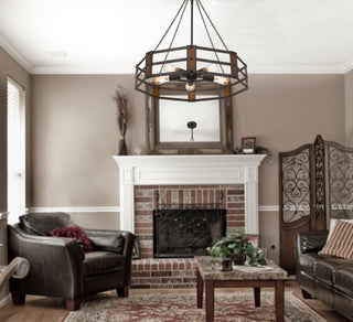 Provo Five Light Chandelier in Oak/Iron