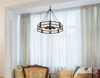 Provo Five Light Chandelier in Oak/Iron