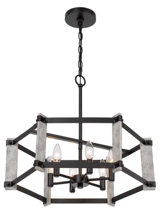 Rutland Six Light Chandelier in Fossil / Black