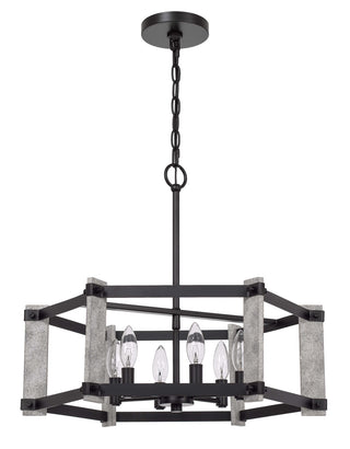 Rutland Six Light Chandelier in Fossil / Black