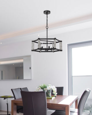 Rutland Six Light Chandelier in Fossil / Black