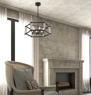 Rutland Six Light Chandelier in Fossil / Black