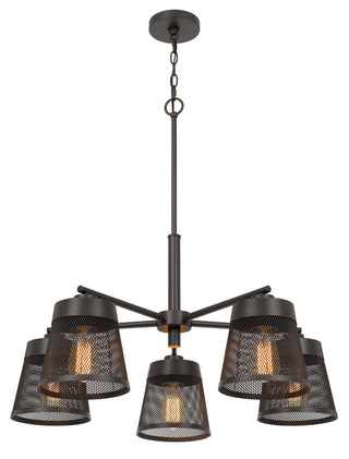 Hampton Five Light Chandelier in Matte Black / Mesh