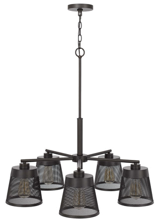 Hampton Five Light Chandelier in Matte Black / Mesh