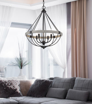 Somersworth Four Light Chandelier in White Washed / Black