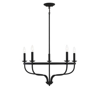 Meridian - M10087MBK - Five Light Chandelier - Matte Black