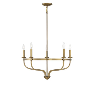 Meridian - M10087NB - Five Light Chandelier - Natural Brass