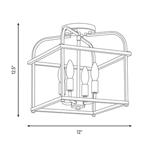 Four Light Semi-Flush Mount in Brushed Nickel