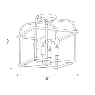 Four Light Semi-Flush Mount in Natural Brass
