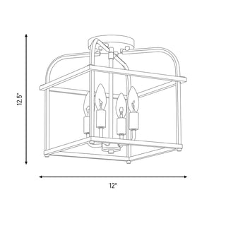 Four Light Semi-Flush Mount in Polished Nickel