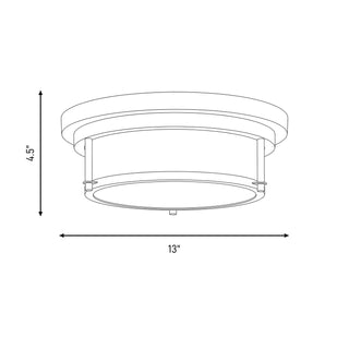 Two Light Flush Mount in Natural Brass