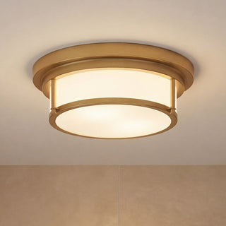 Two Light Flush Mount in Natural Brass