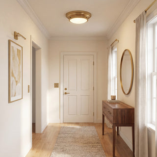 Two Light Flush Mount in Natural Brass